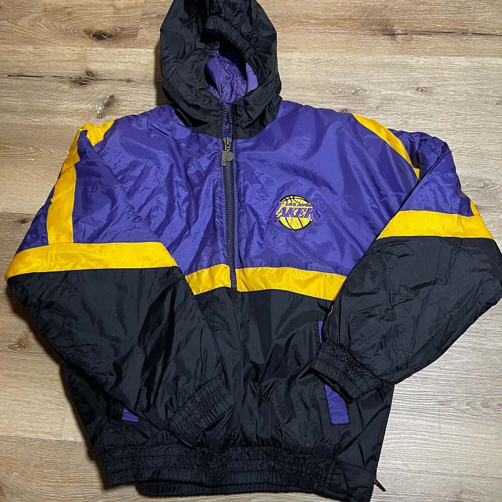 Vintage 90s Pro Player Los Angeles Lakers Block Puffer Jacket
